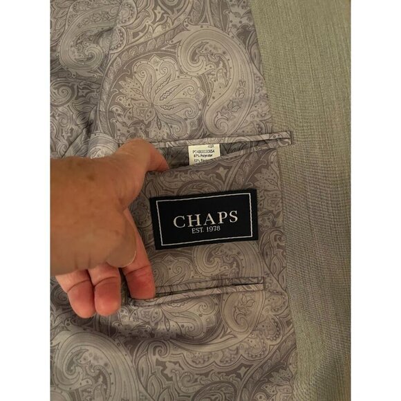 Mens 2 BUTTON , TAN Chaps Jacket Blazer 46R Polyester & Rayon Blend - Picture 3 of 13